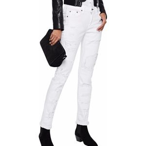 White distressed denim